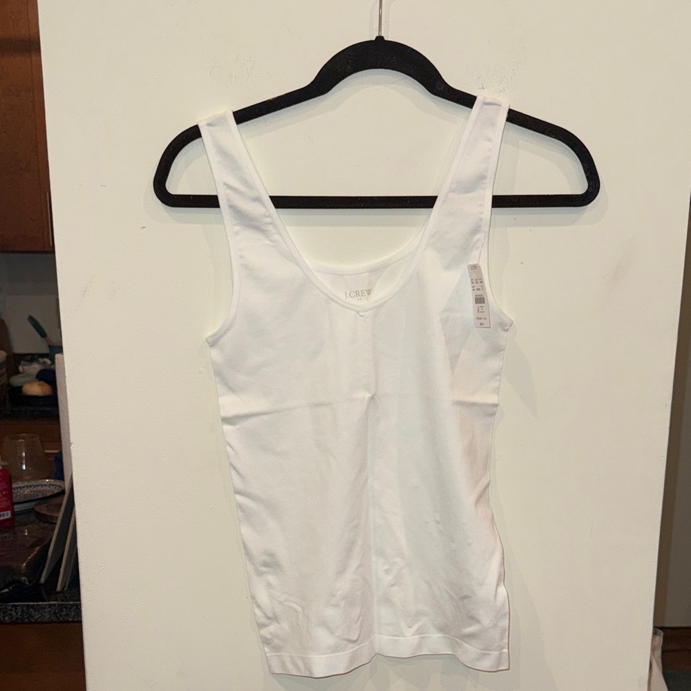 J. Crew Factory Women's Classic white stretch layering tank top SM new with tags